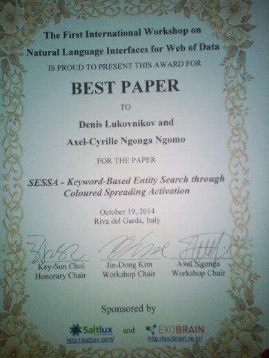 best paper award nliwod 2014